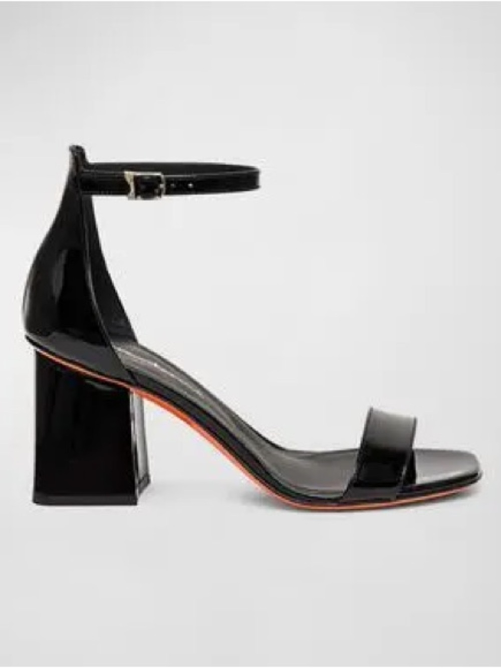 SANTONI Calypso Black Patent Leather Sandal, 75mm sz 39.5